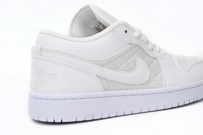 wholesale quality air jordan 1  low quilted triple white